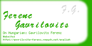 ferenc gavrilovits business card